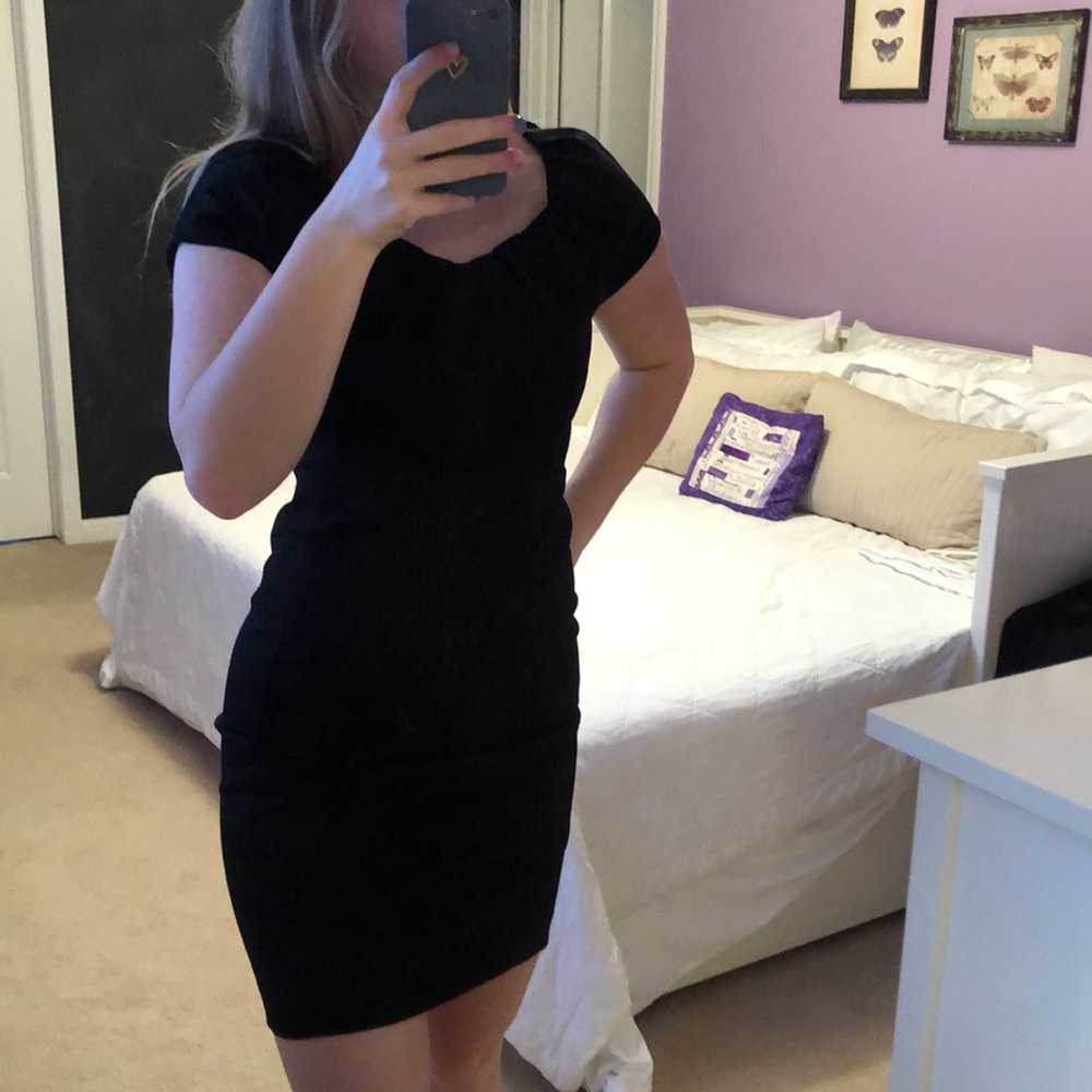 Tahari black midi dress